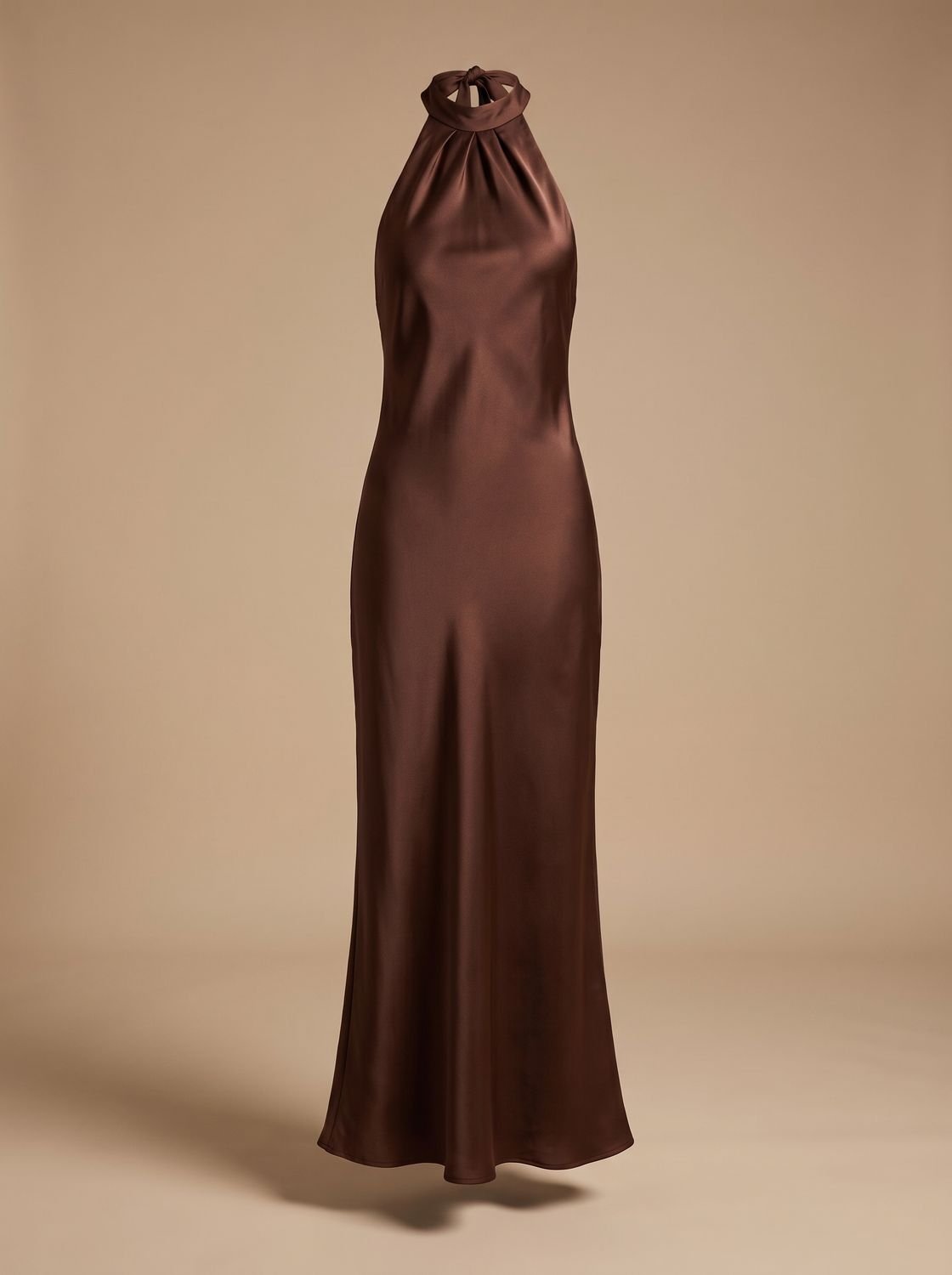 Women's Satin Halter-Neck Backless Maxi Slip Dress