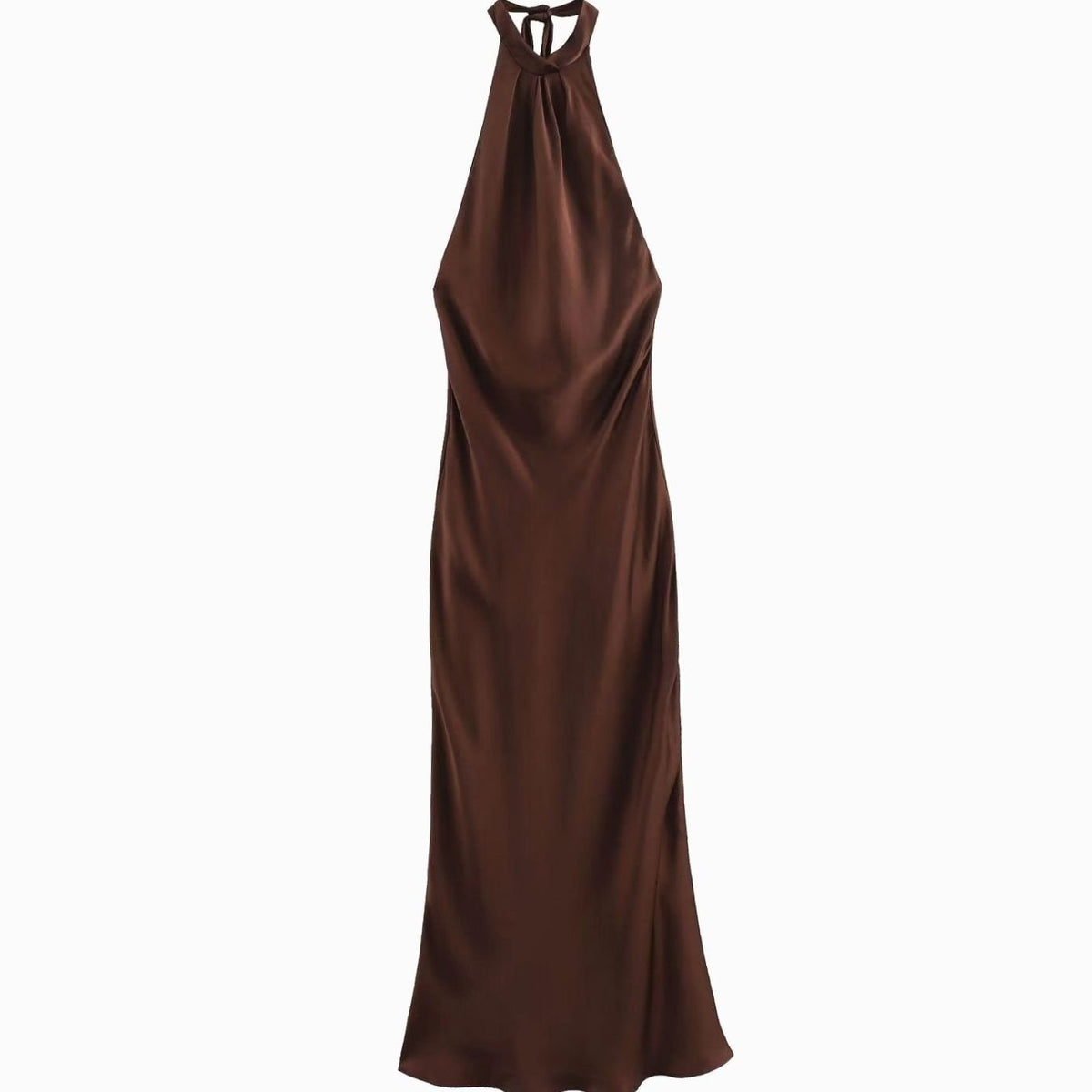 Women's Satin Halter-Neck Maxi Party Dress