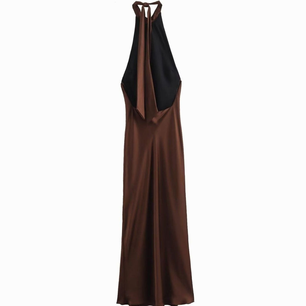 Women's Satin Halter-Neck Maxi Party Dress