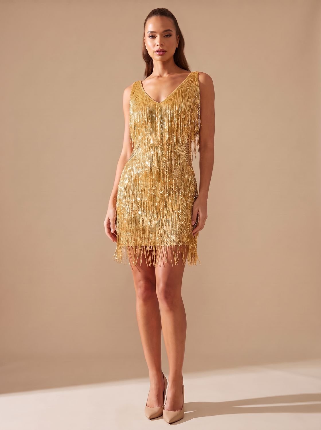 Women's Sequin Fringe A-Line Mini Christmas Party Dress