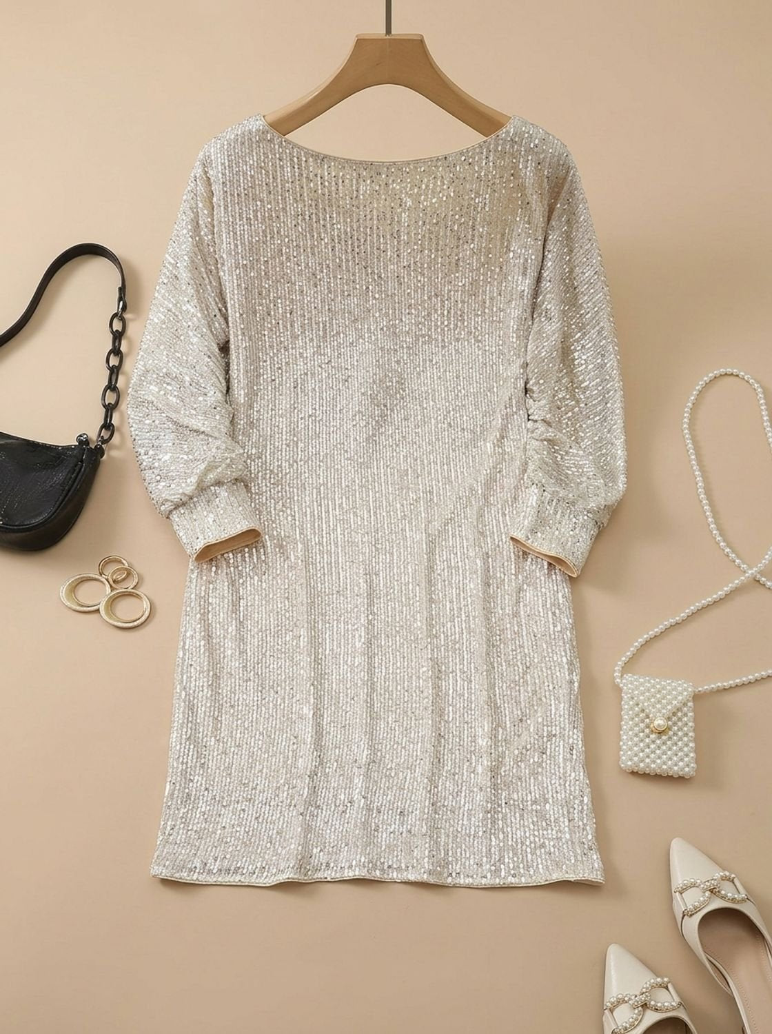 Women's Sequin One-Shoulder Mini Christmas Party Dress