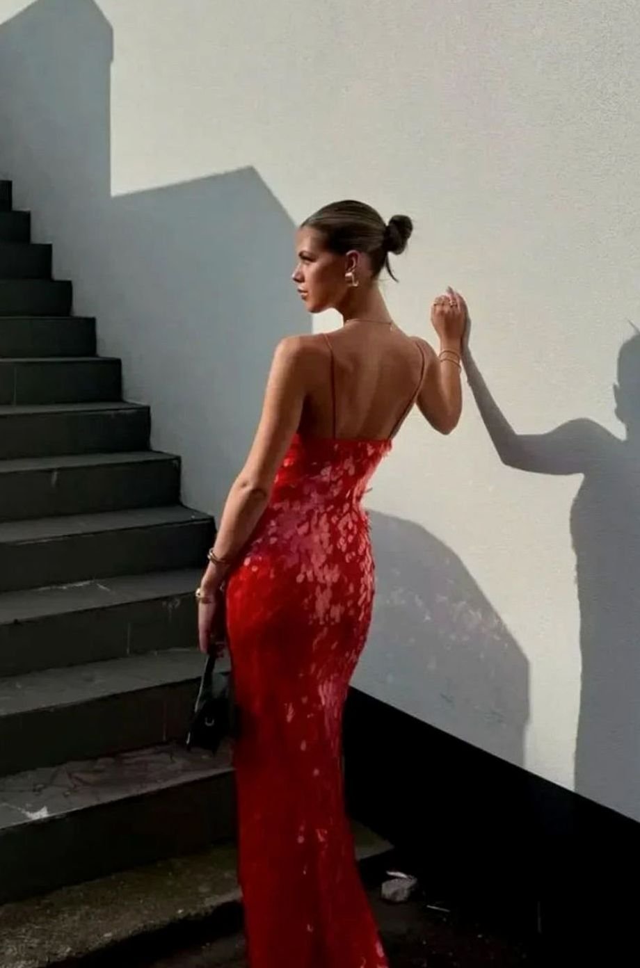 Women's Sequin Plunge-Neck Spaghetti-Strap Maxi Party Dress
