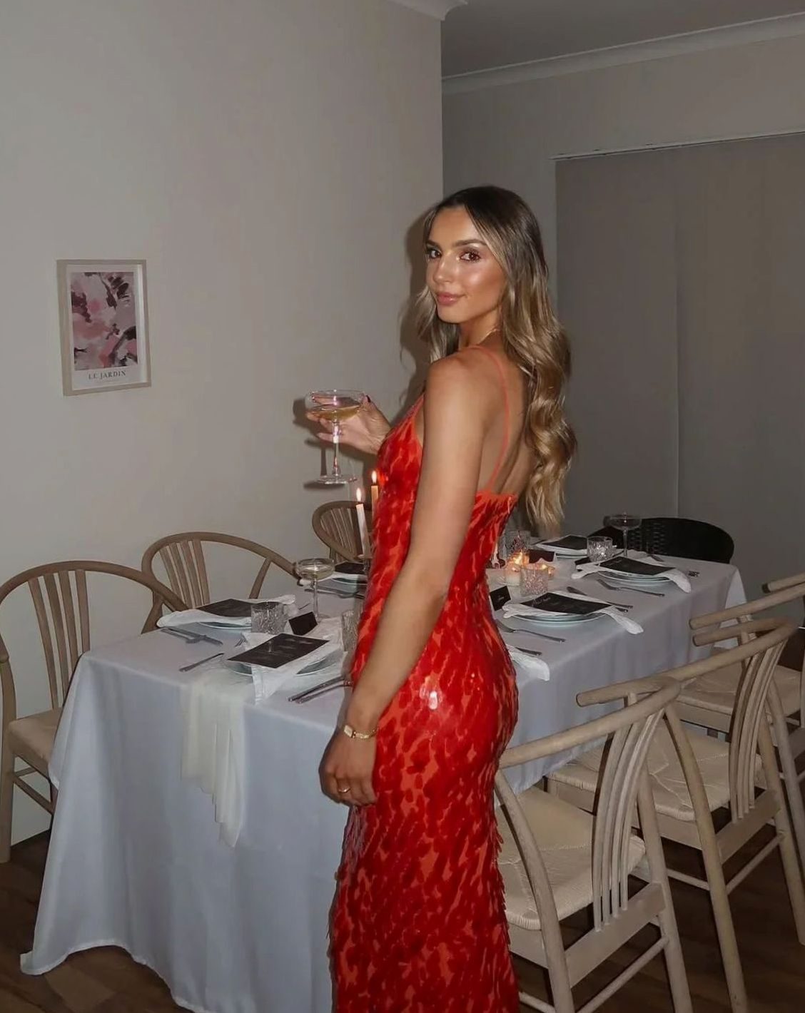 Women's Sequin Plunge-Neck Spaghetti-Strap Maxi Party Dress