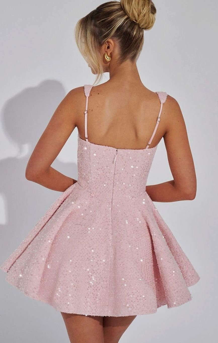 Women's Sequin Square-Neck A-Line Mini Party Dress