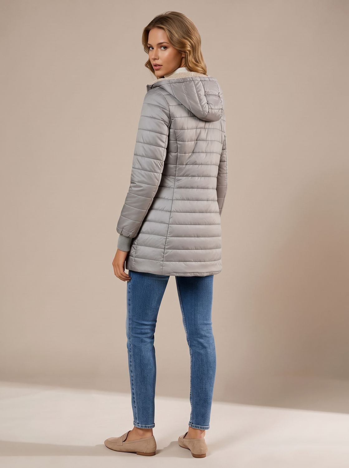 Women's Sherpa-Lined Hooded Quilted Winter Coat