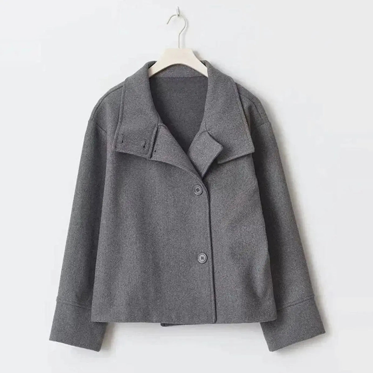 Women's Short Button-Up High-Collar Coat