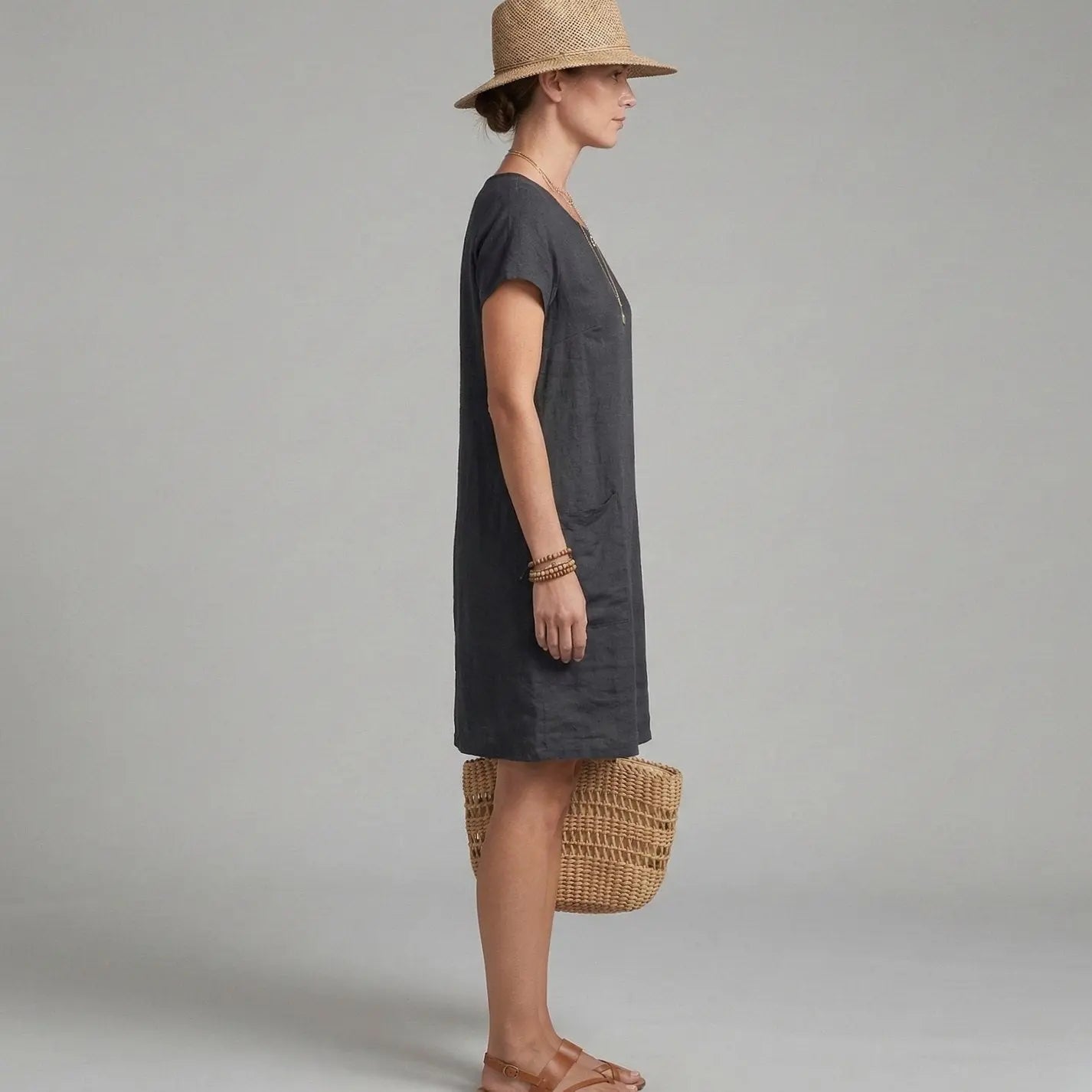 Women's Short Sleeve Mini Dress Relaxed Shift Pocket Sundress
