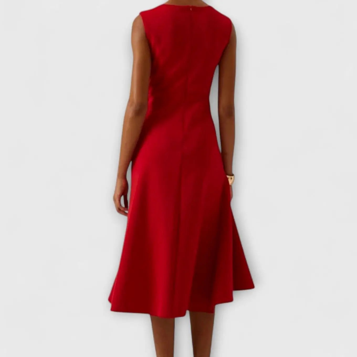 Women's Sleeveless Asymmetric Draped Flared Midi Dress