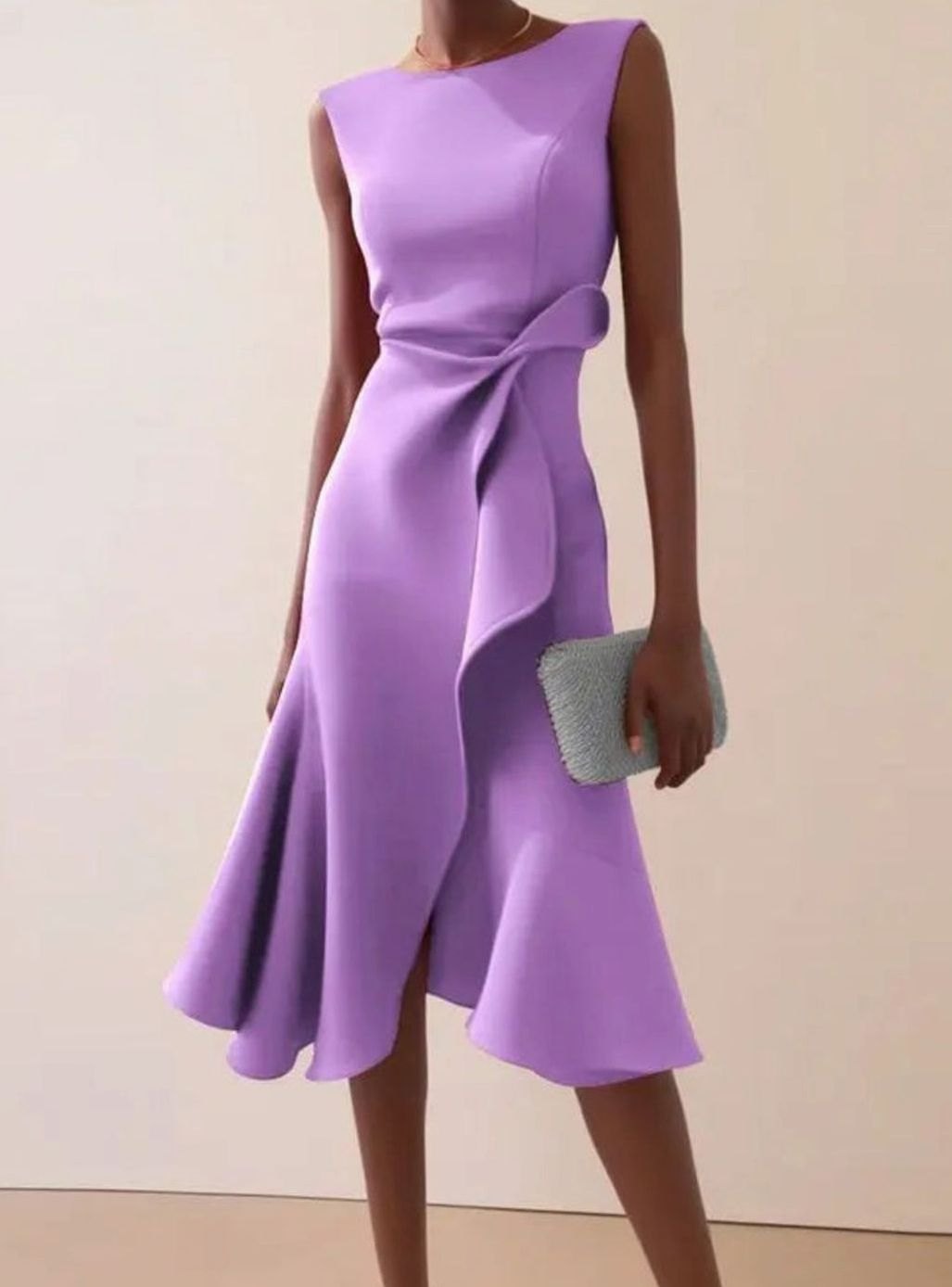 Women's Sleeveless Draped Asymmetric Hem Midi Dress - Violet