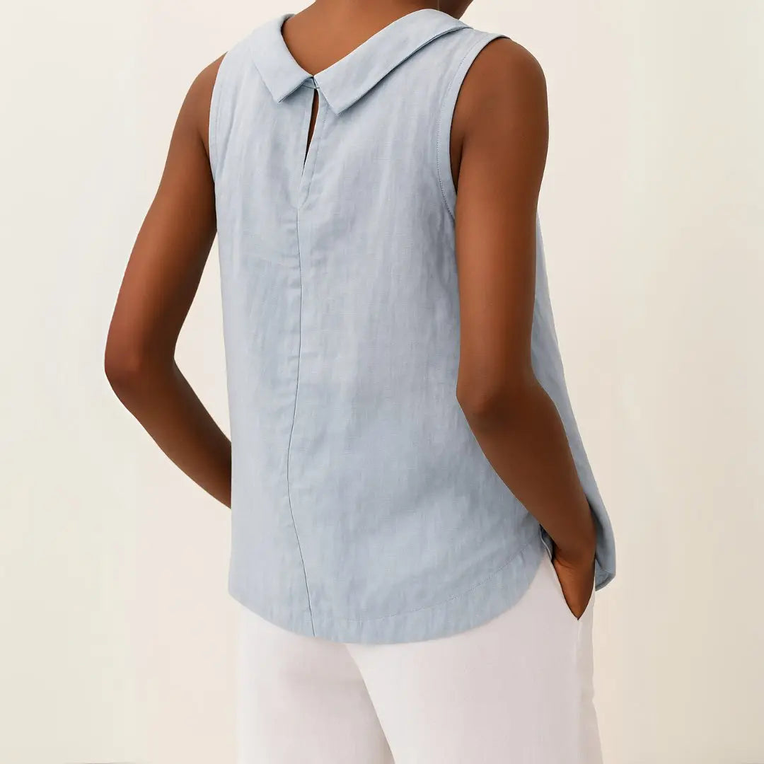 Women's Sleeveless Roll Collar Top Relaxed Fit Summer