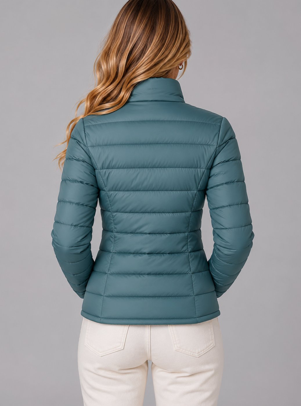 Women's Slim-Fit Lightweight Summer Puffer Jacket Zip-Up