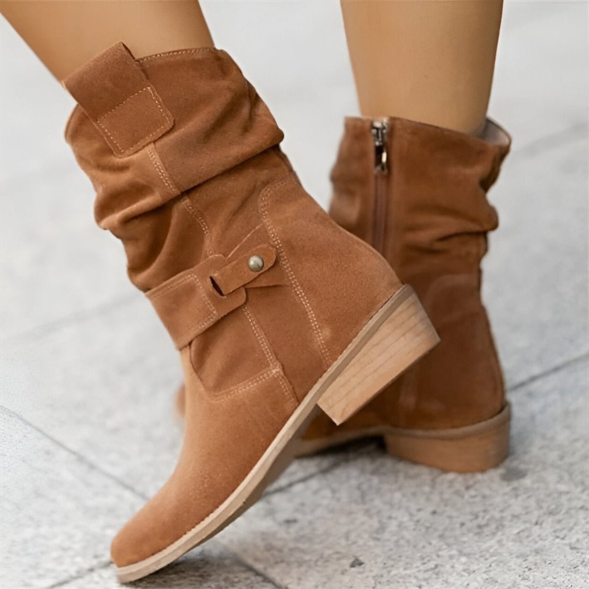 Women's Slouchy Faux Suede Knee High Boots Block Heel - Brown