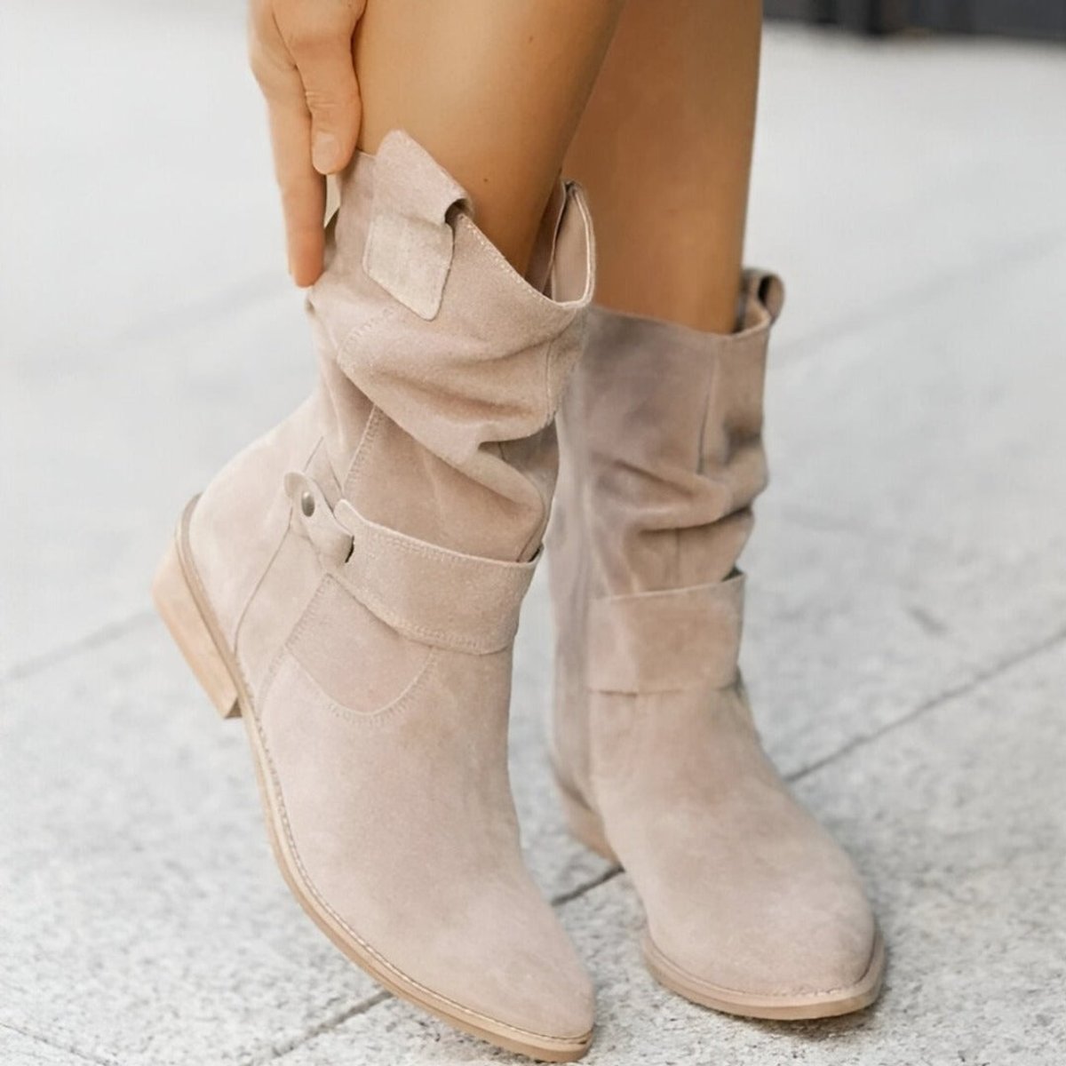 Women's Slouchy Faux Suede Knee High Boots Block Heel