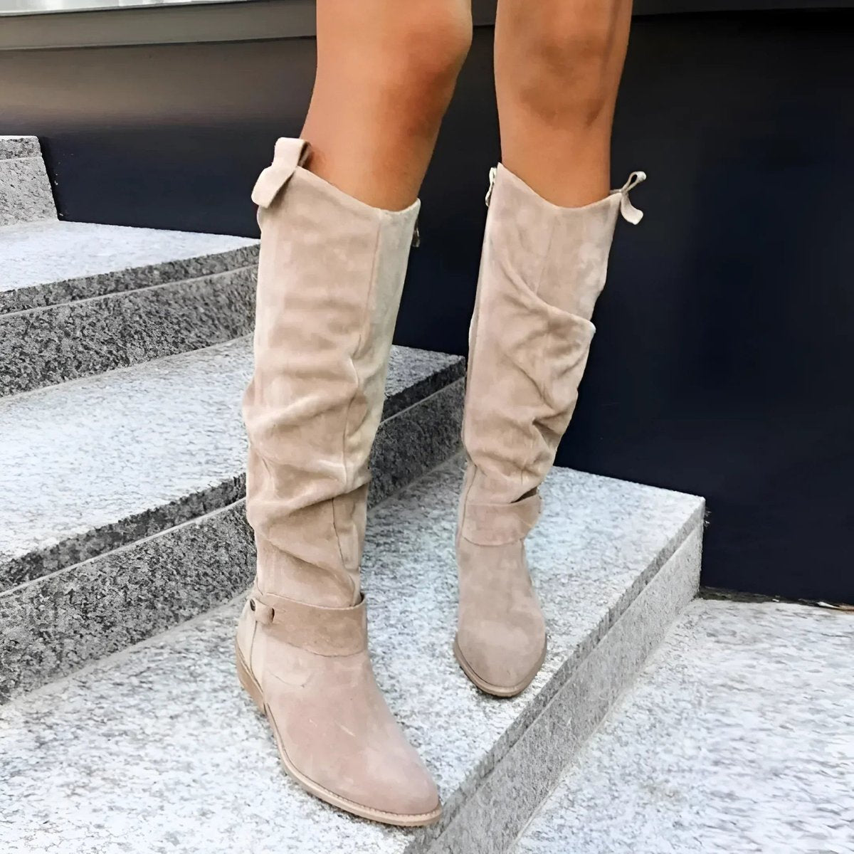 Women's Slouchy Over-the-Knee High Boots Block Heel Suede