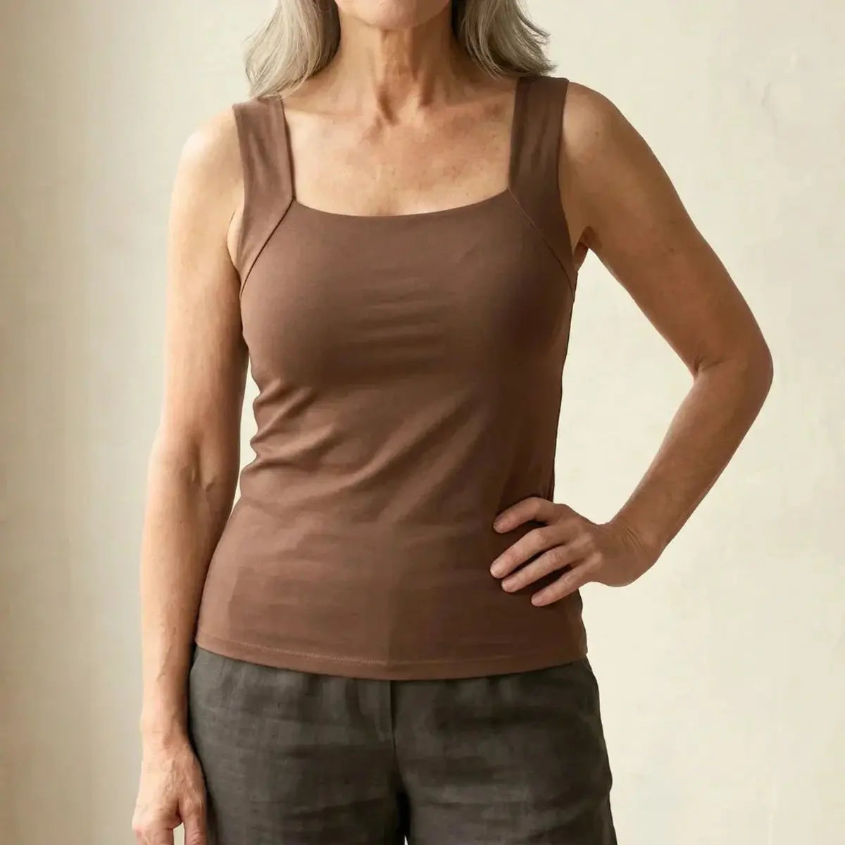 Women's Square-Neck Built-In Bra Sleeveless Vest Top