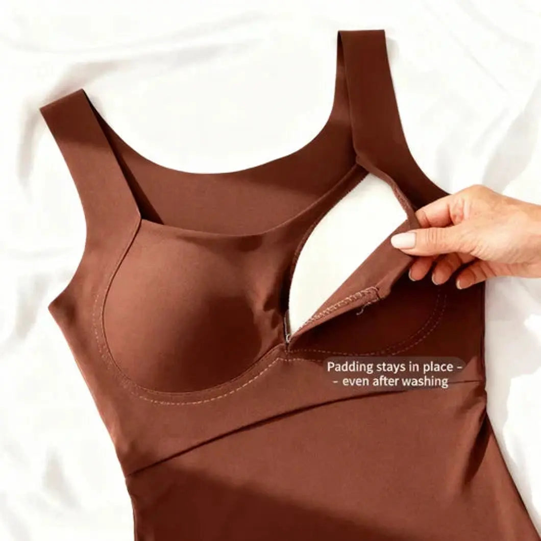 Women's Square-Neck Built-In Bra Sleeveless Vest Top
