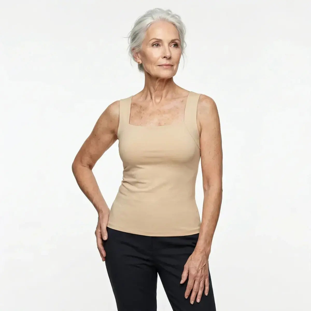 Women's Square-Neck Built-In Bra Sleeveless Vest Top