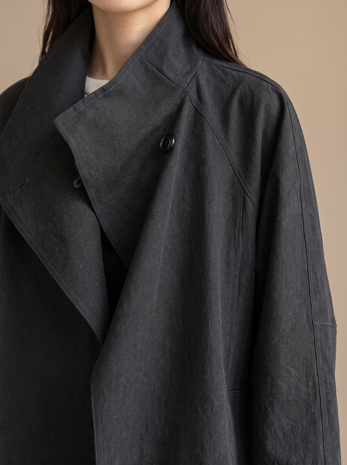 Women's Stand Collar Longline Single-Button Overcoat