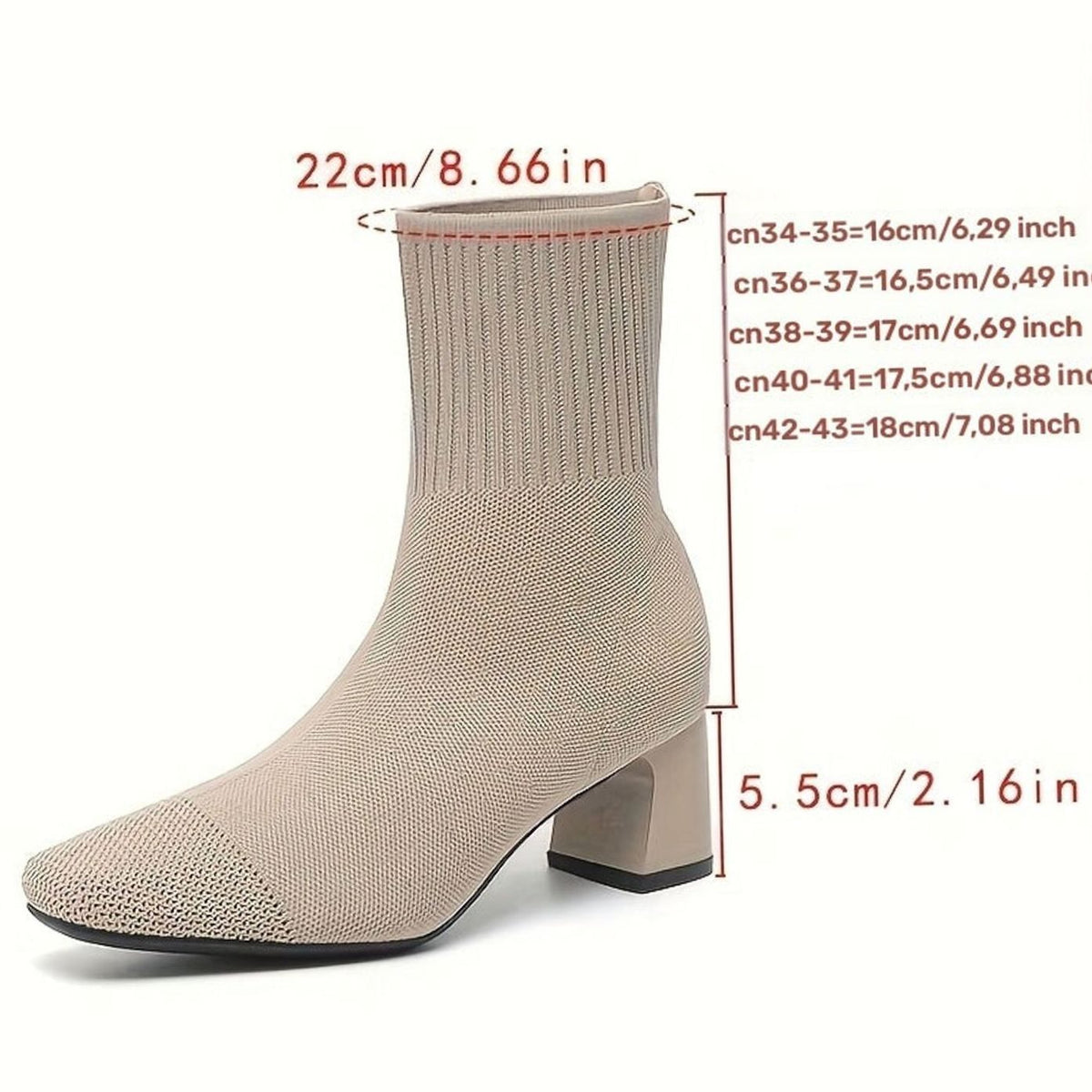 Women's Stretch Knit Square-Toe Block-Heel Ankle Boots