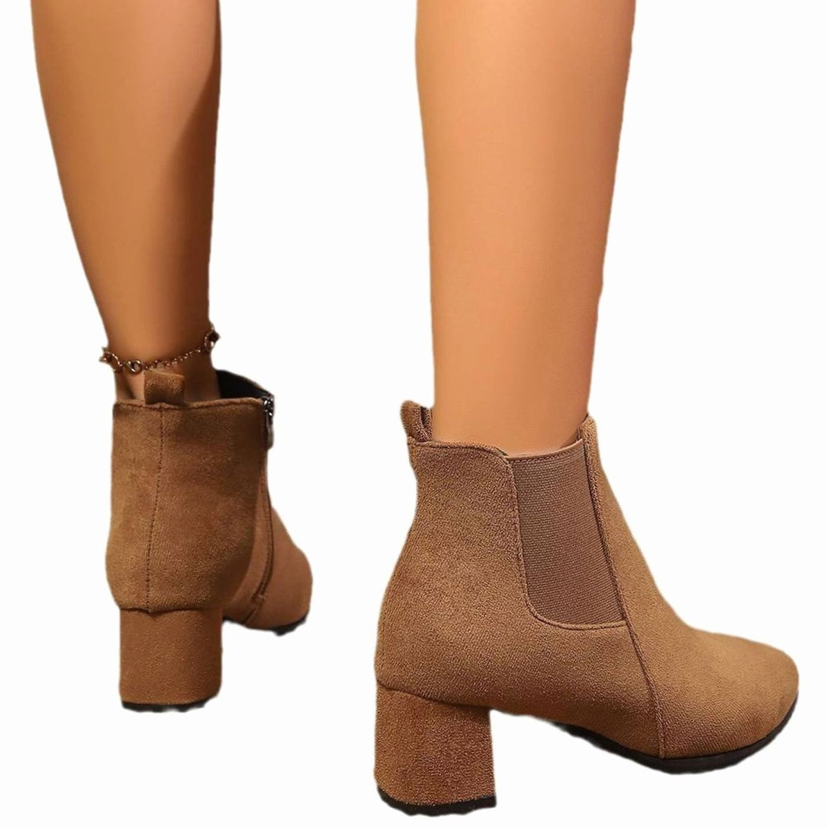 Women's Suede Block-Heel Side-Zip Ankle Boots
