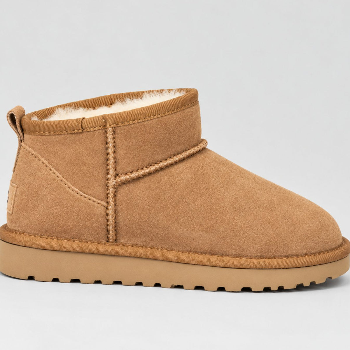Women's Suede Faux-Fur Lined Grip-Sole Ankle Boots - Beige