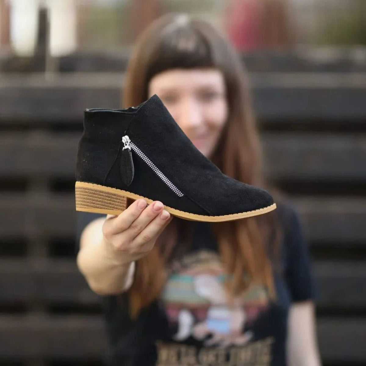 Women's Suede-Look Block-Heel Tassel Zip Ankle Boots