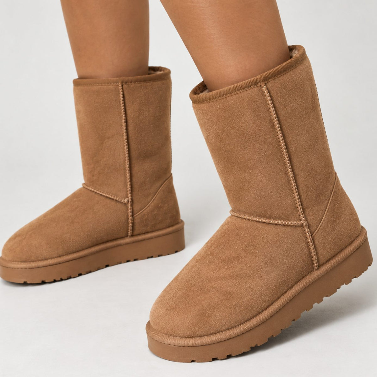 Women's Suede-Look Warm-Lined Short Winter Snow Boots