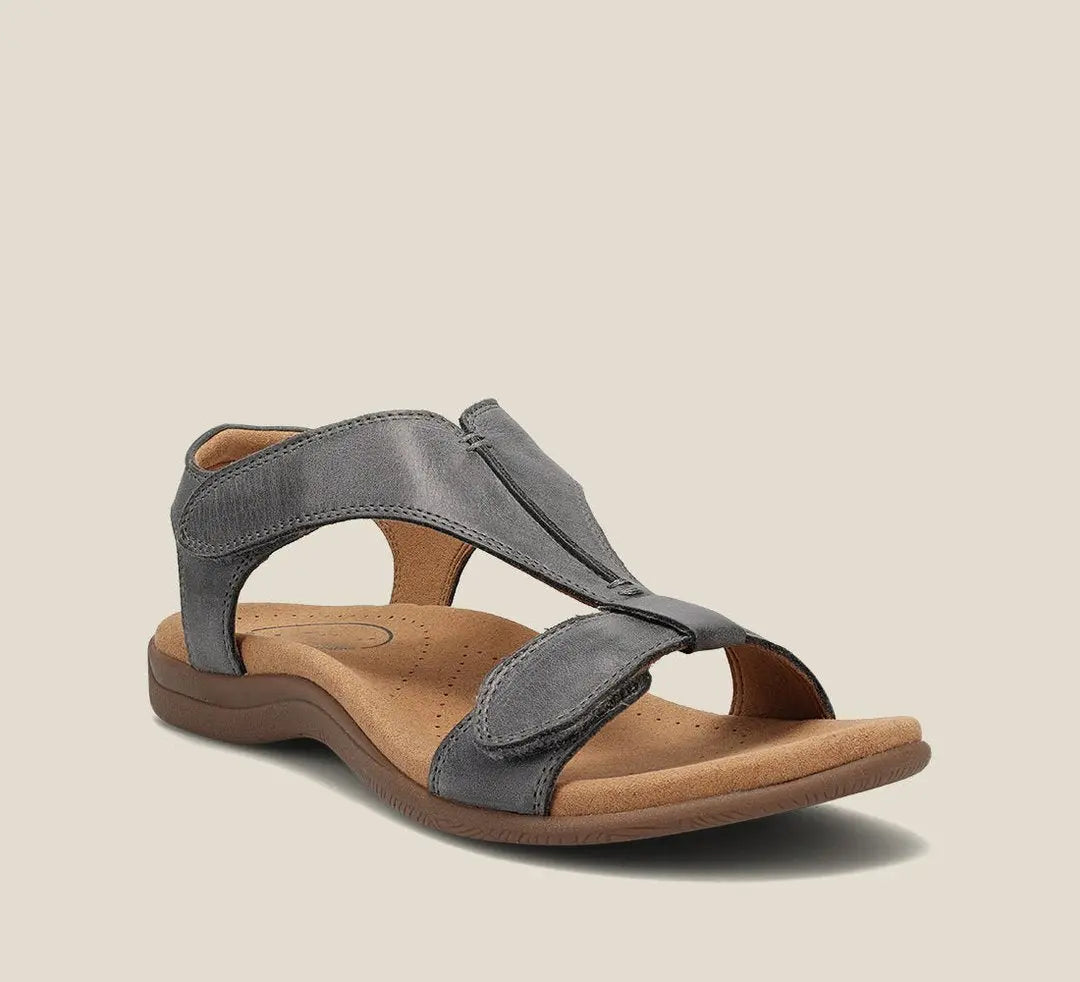 Women's T-Strap Sandals Orthopedic Vegan Leather Comfort - Grey