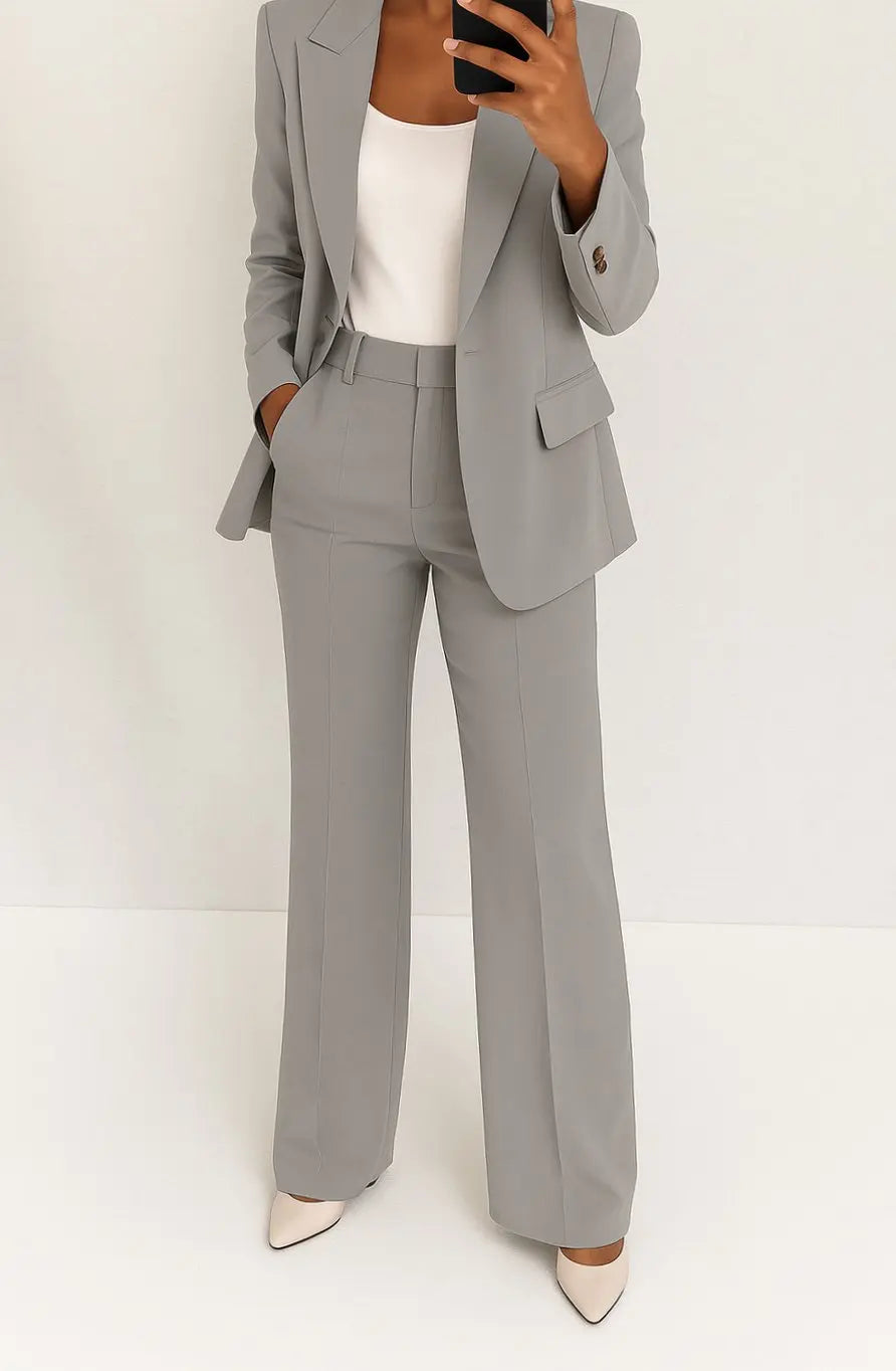 Women's Tailored Blazer Trouser Suit Set Classic Workwear