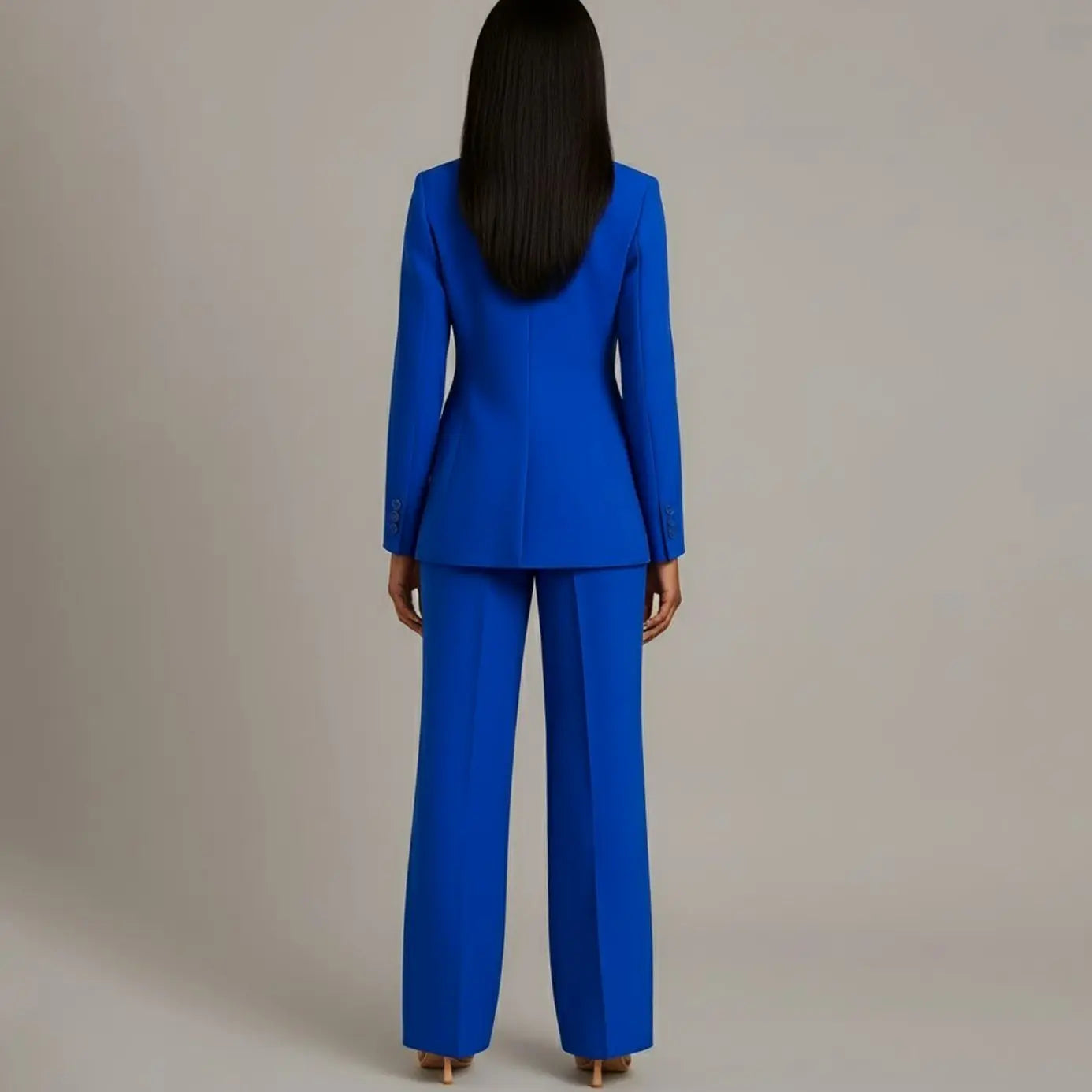 Women's Tailored Single-Button Blazer Trouser Suit Set