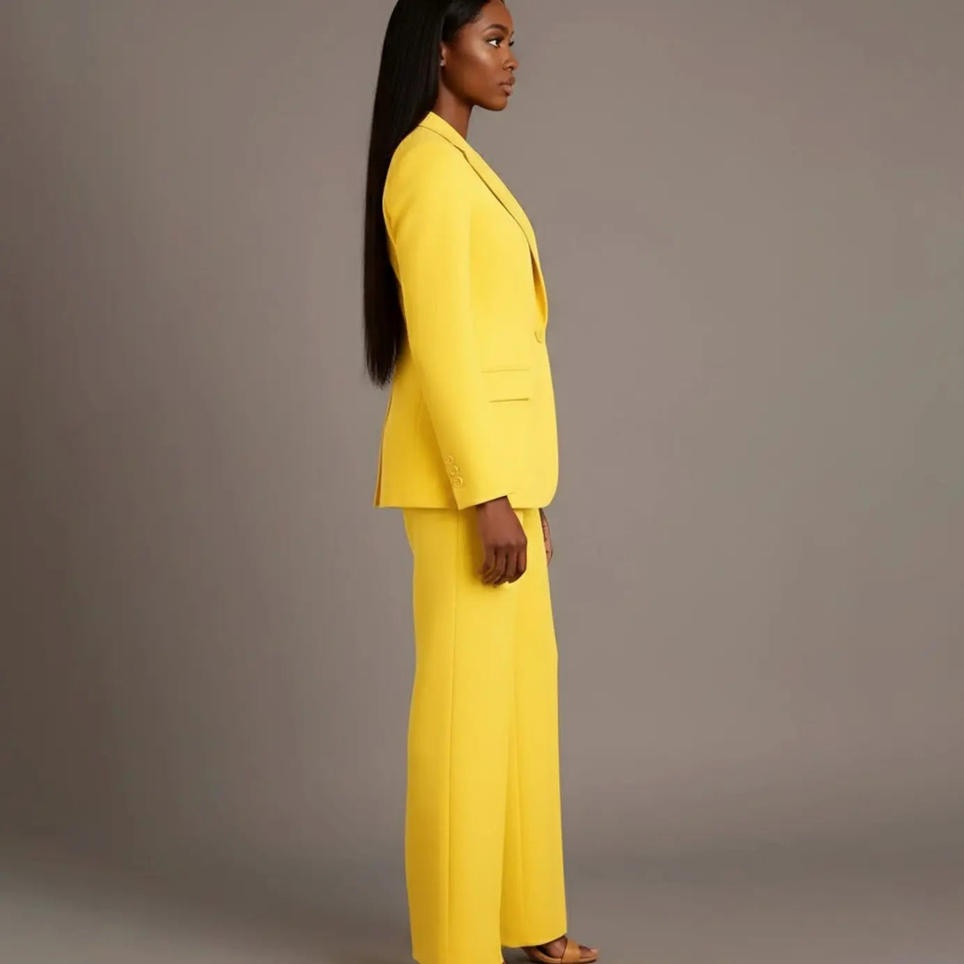 Women's Tailored Single-Button Blazer Trouser Suit Set
