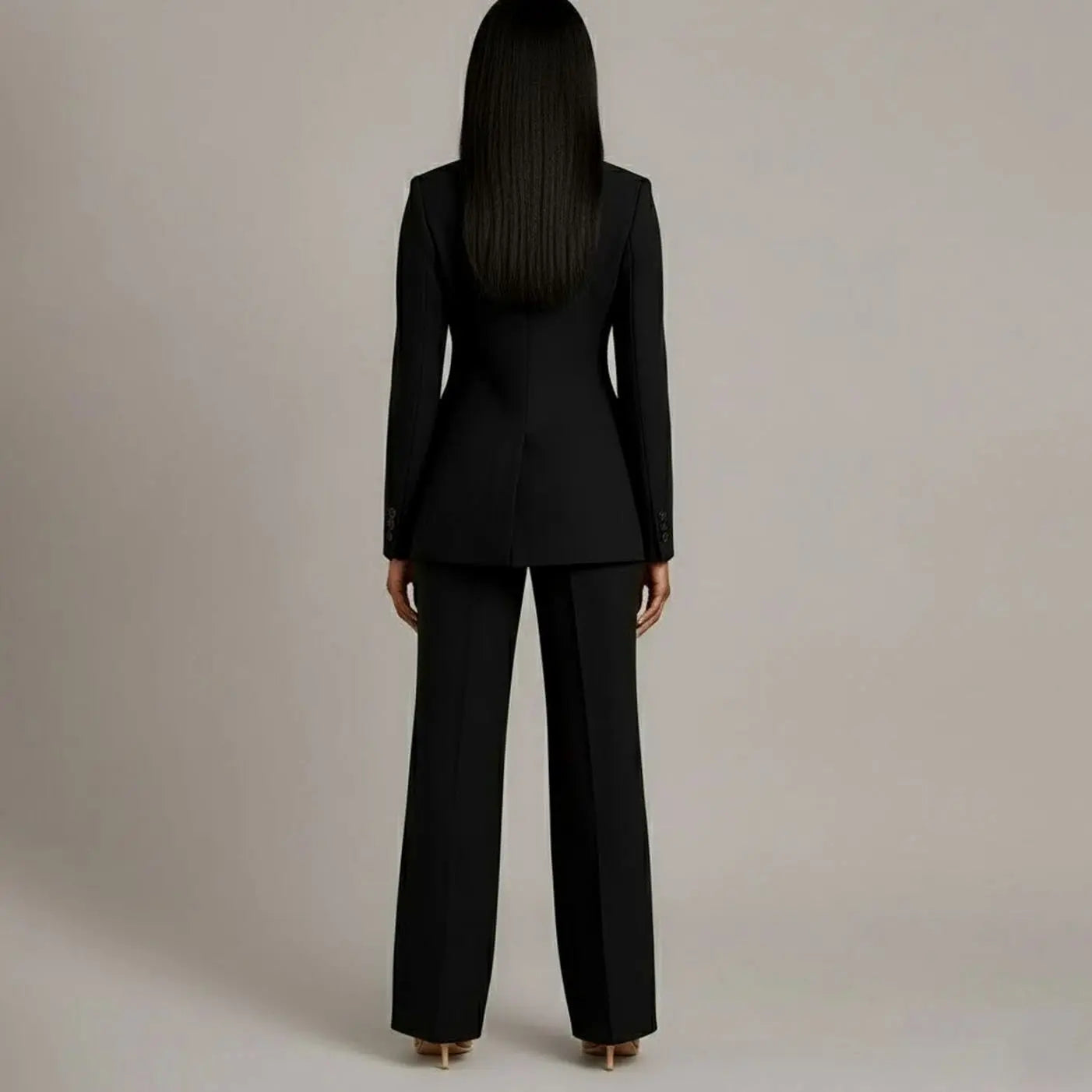 Women's Tailored Single-Button Blazer Trouser Suit Set
