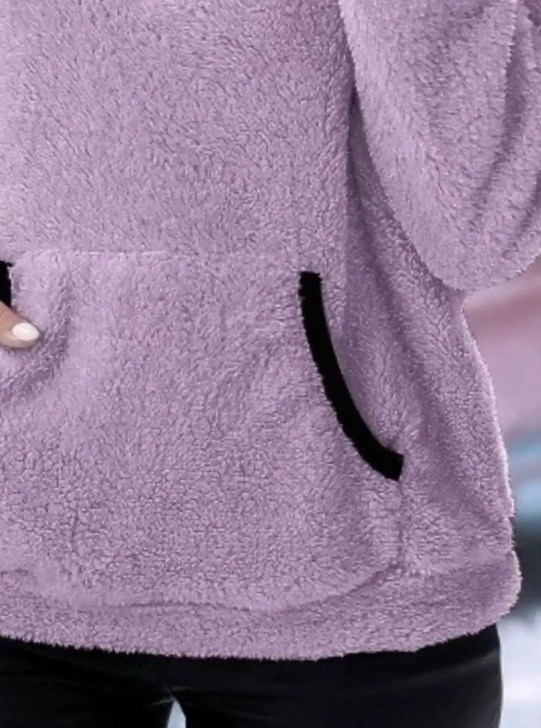 Women's Teddy Fleece Half-Zip Kangaroo Pocket Jumper
