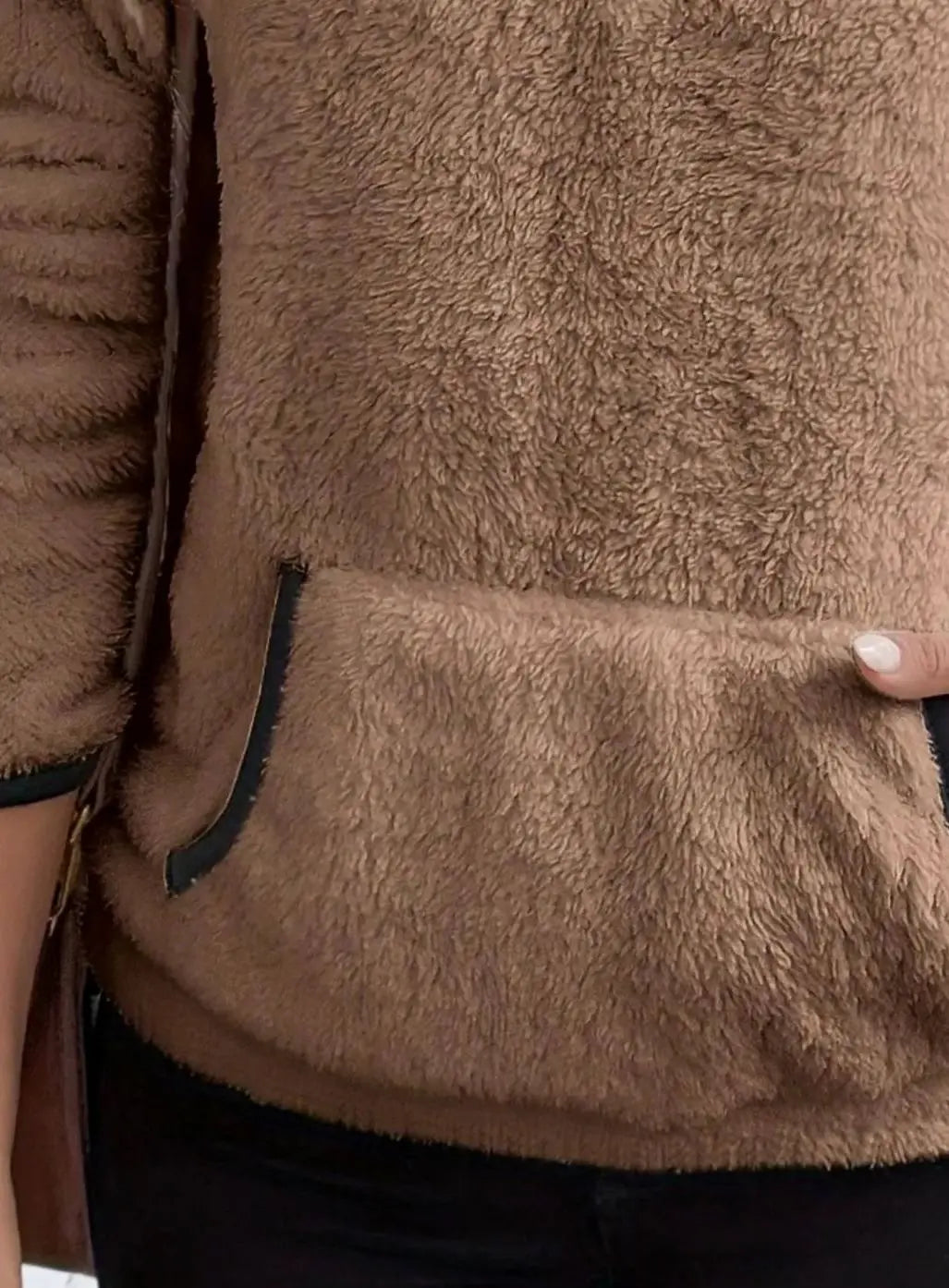 Women's Teddy Fleece Half-Zip Kangaroo Pocket Jumper