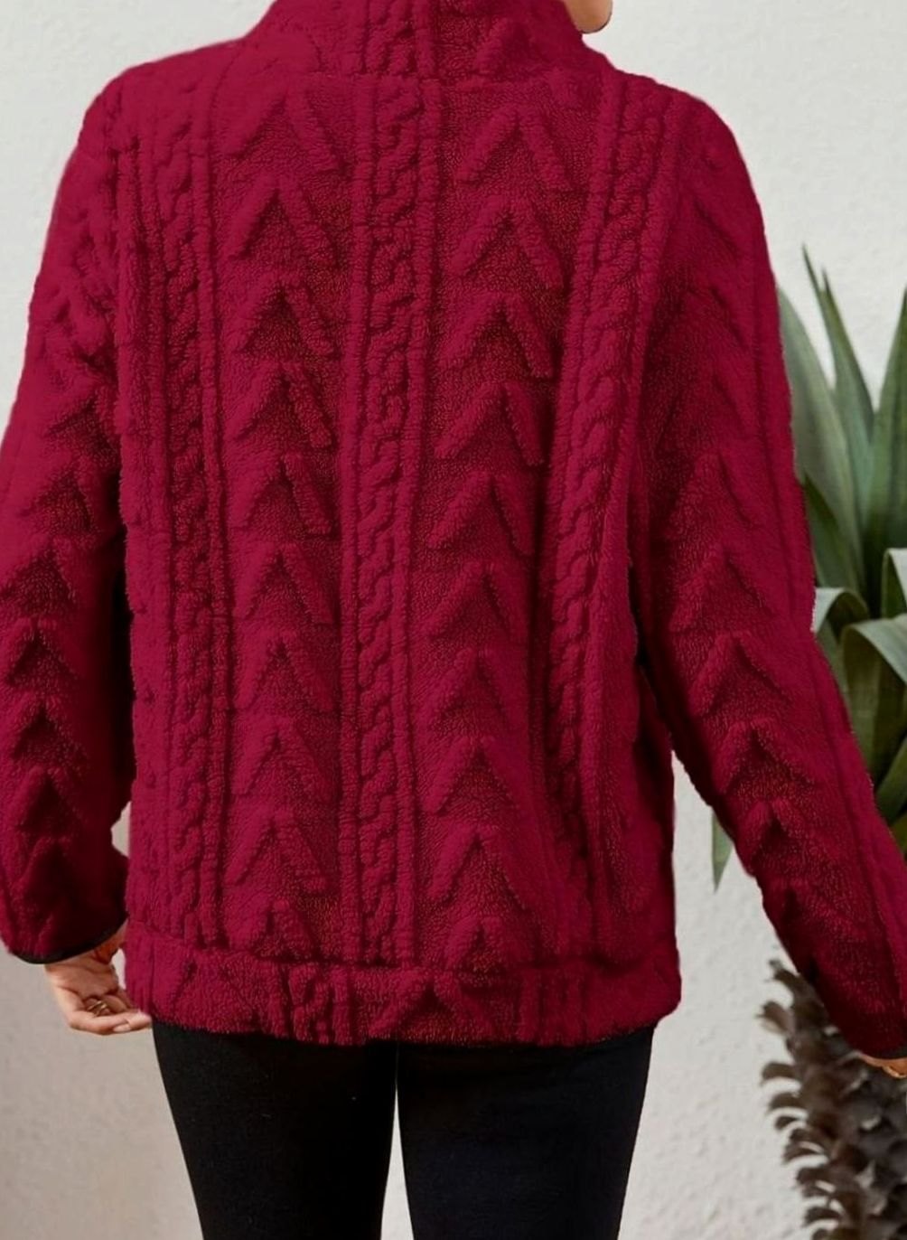 Women's Textured Fleece Half-Zip Kangaroo Pocket Pullover