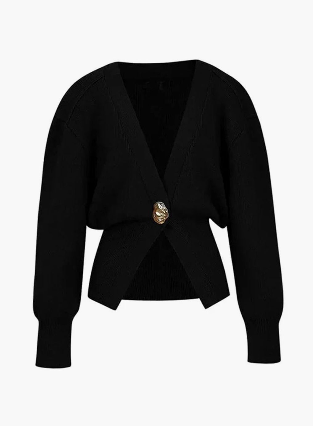 Women's V-Neck Gold-Button Knit Cardigan