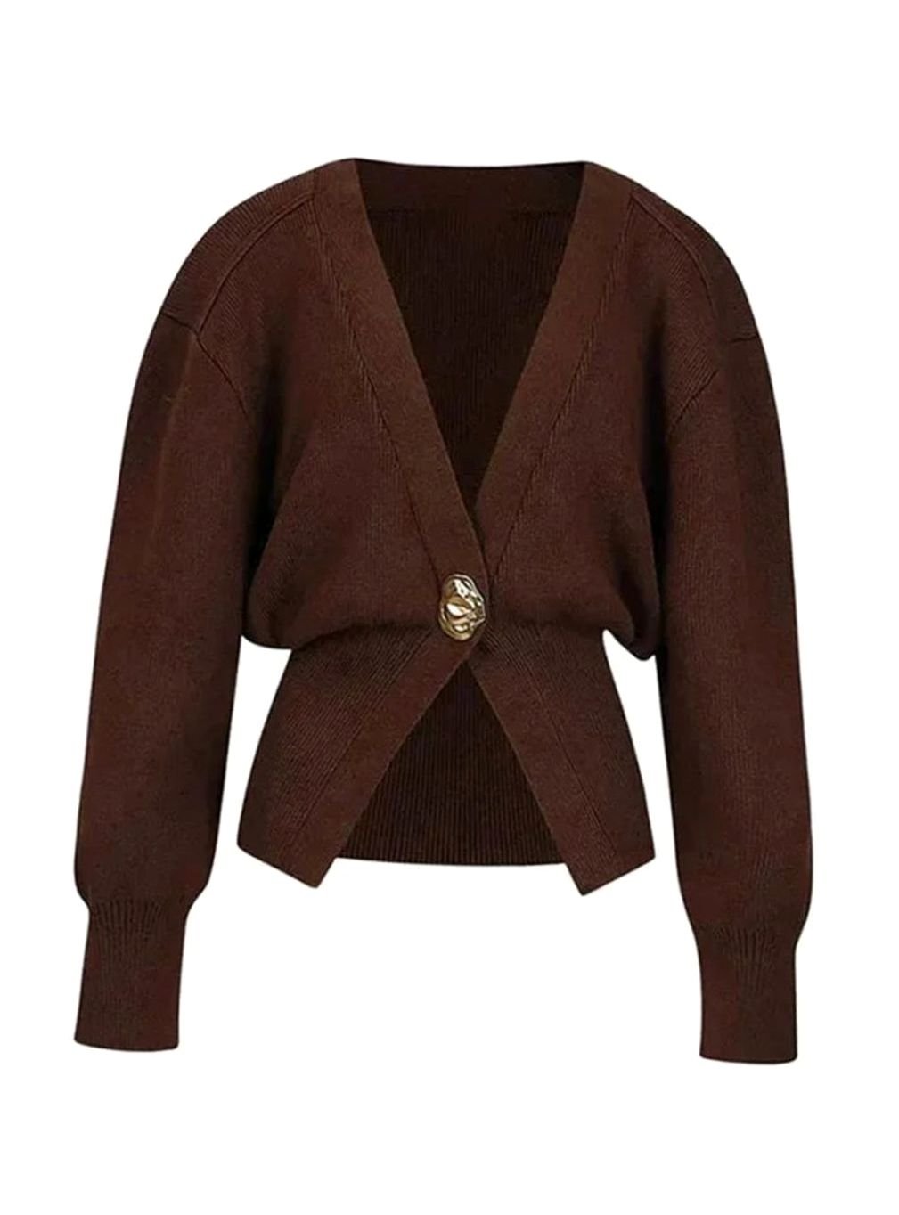 Women's V-Neck Gold-Button Knit Cardigan