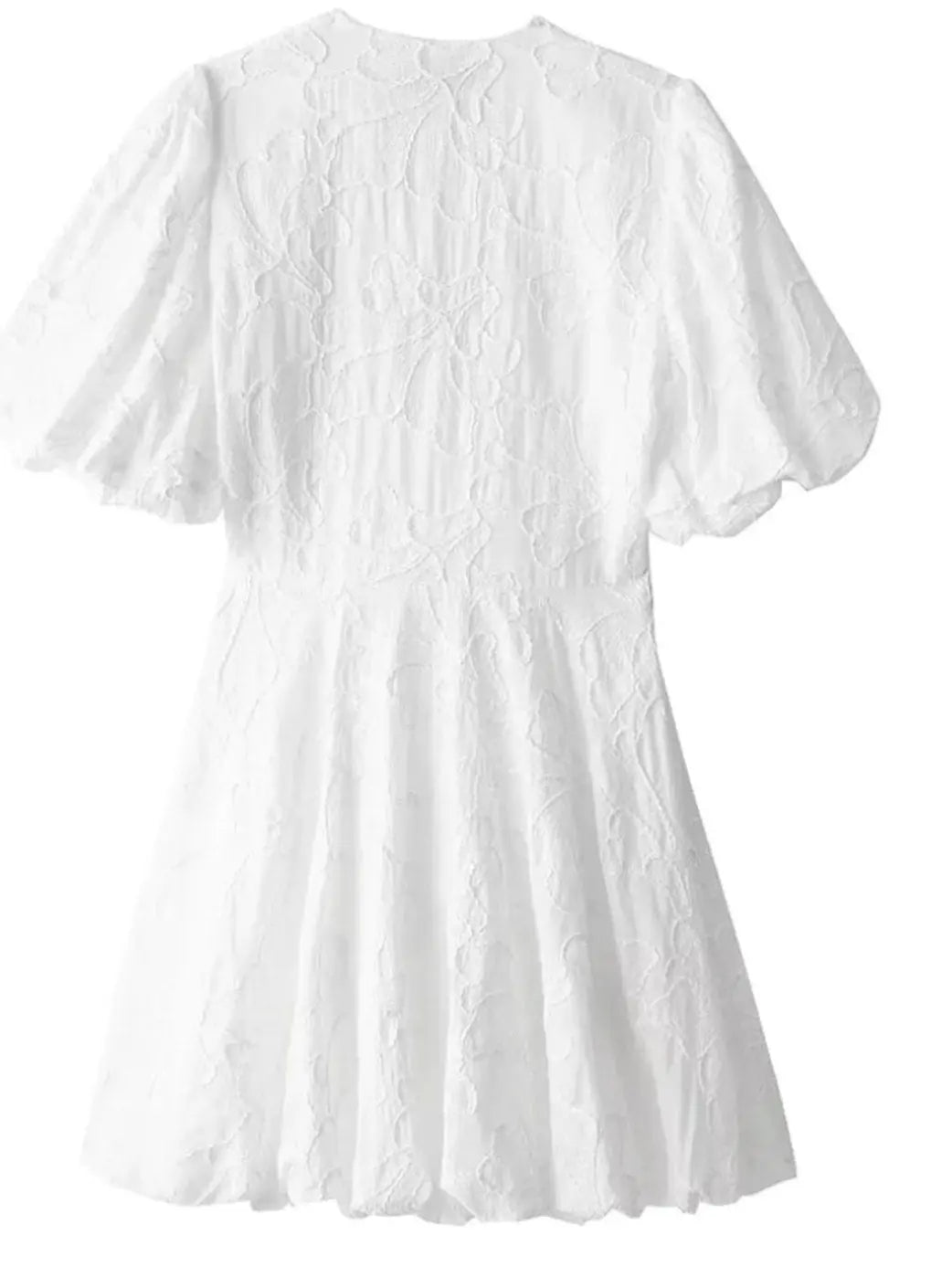 Women's V-Neck Puff Sleeve Textured Mini Party Dress