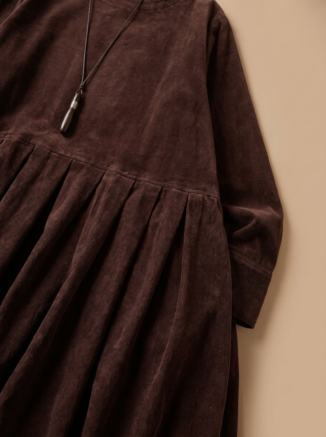 Women's Velvet Dress Long-Sleeve Pleated Midi Swing