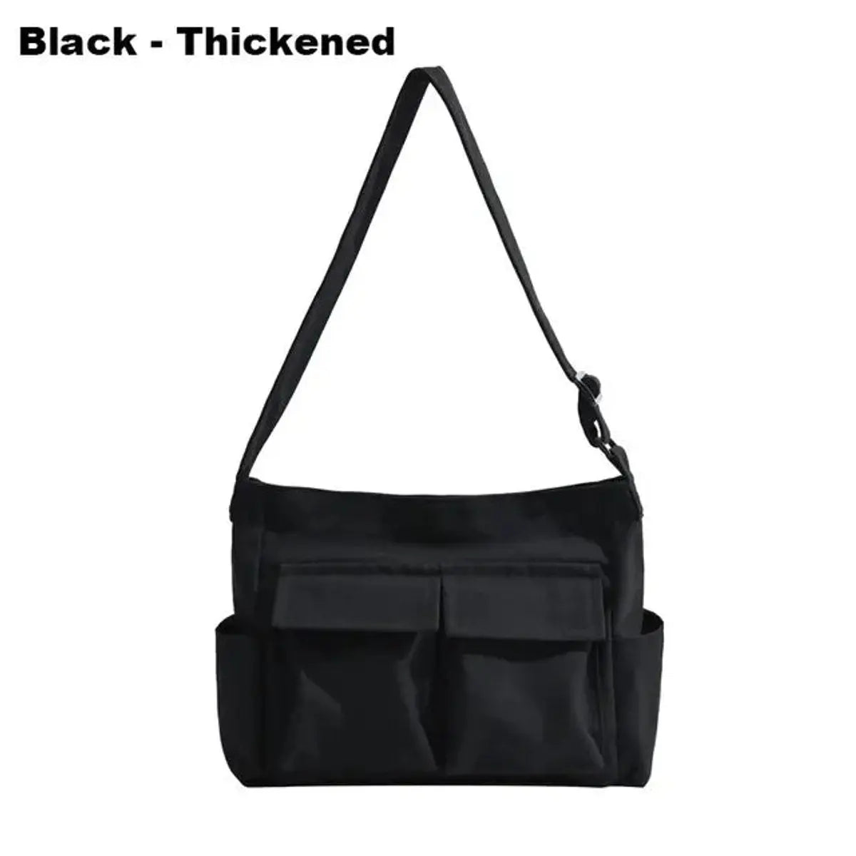 Women's Vintage Multi-Pocket Canvas Tote Bag Crossbody Shoulder Bag - Black Reinforced