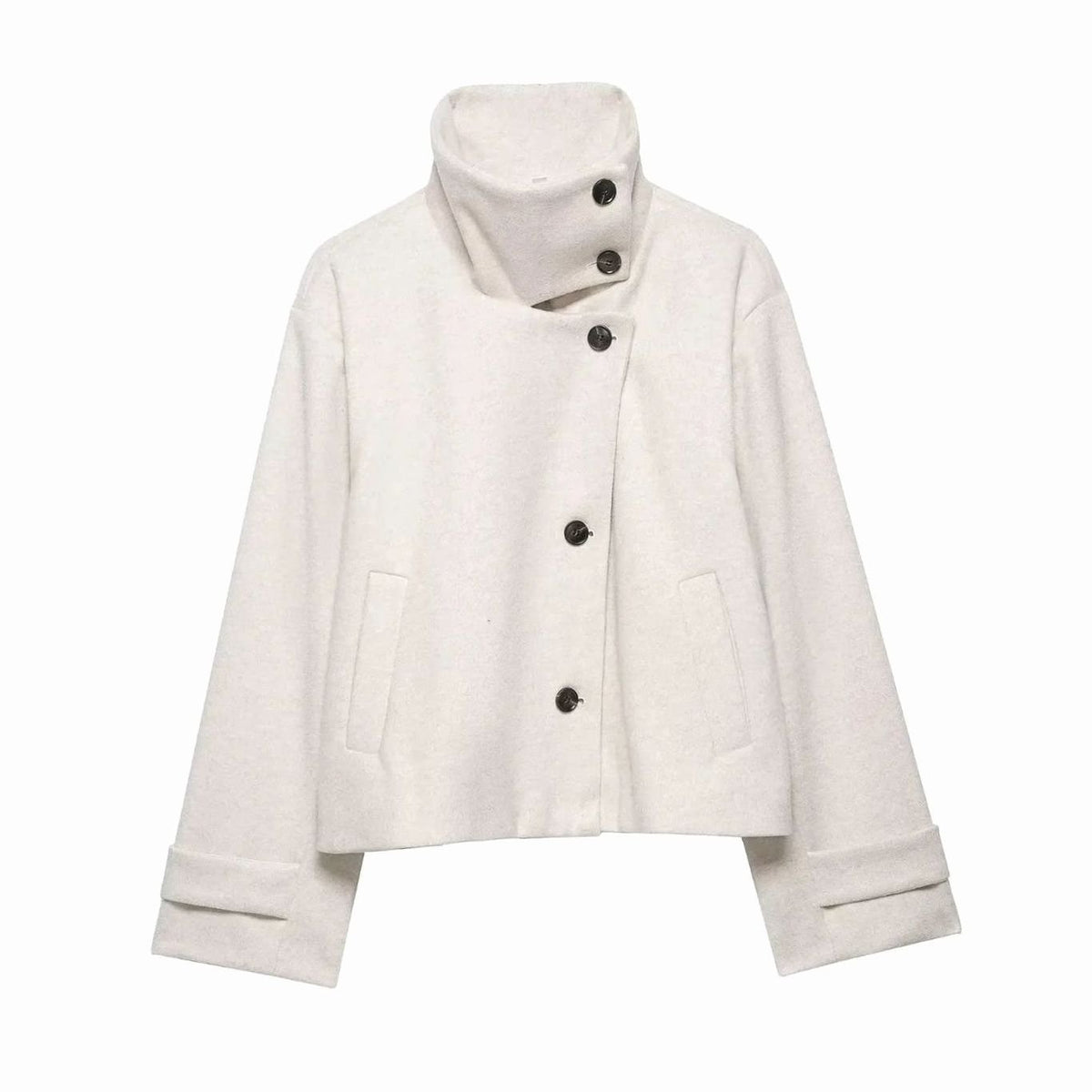 Women's Vintage Wool Blend Stand Collar Short Coat