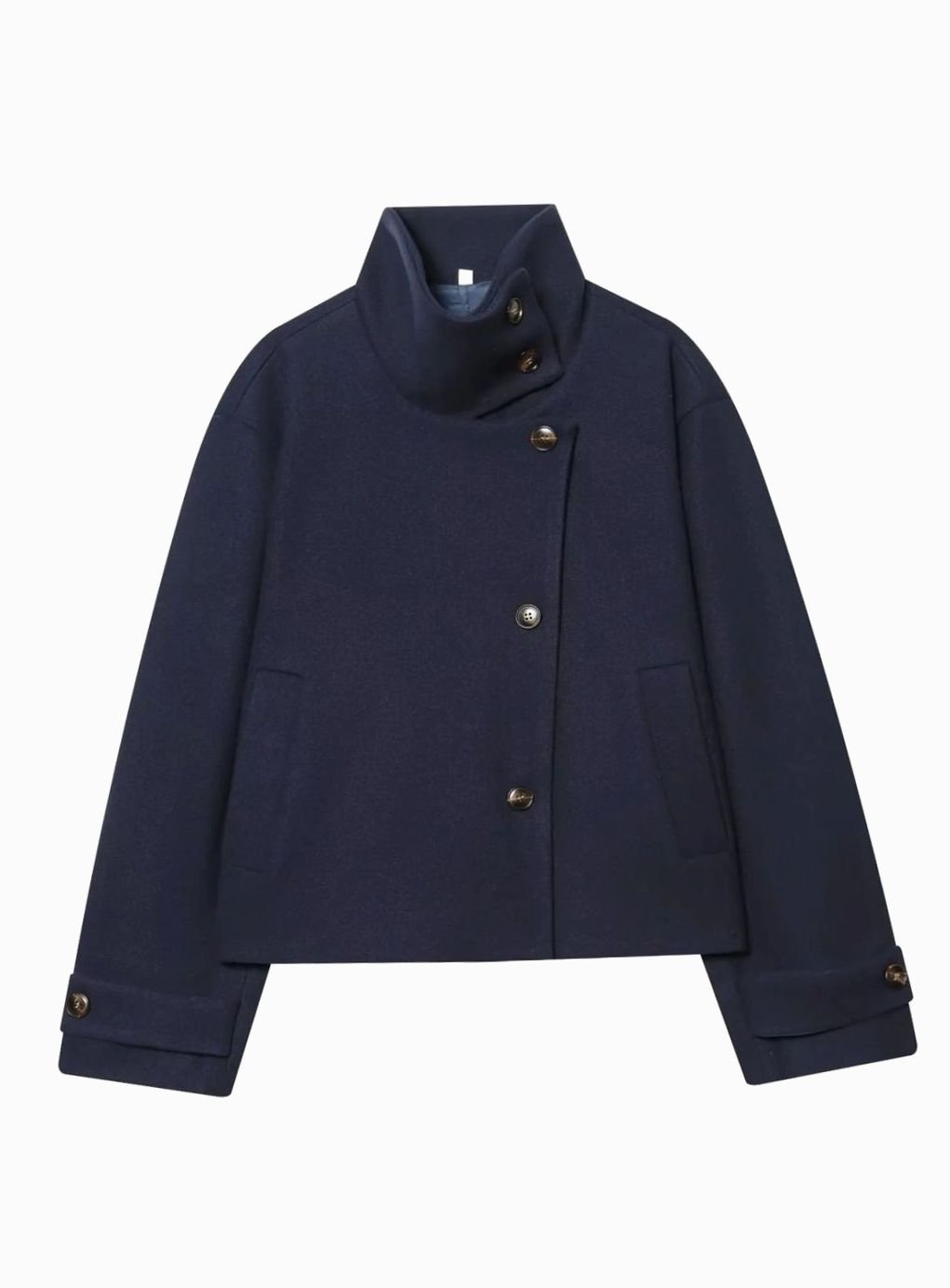 Women's Vintage Wool Blend Stand Collar Short Coat