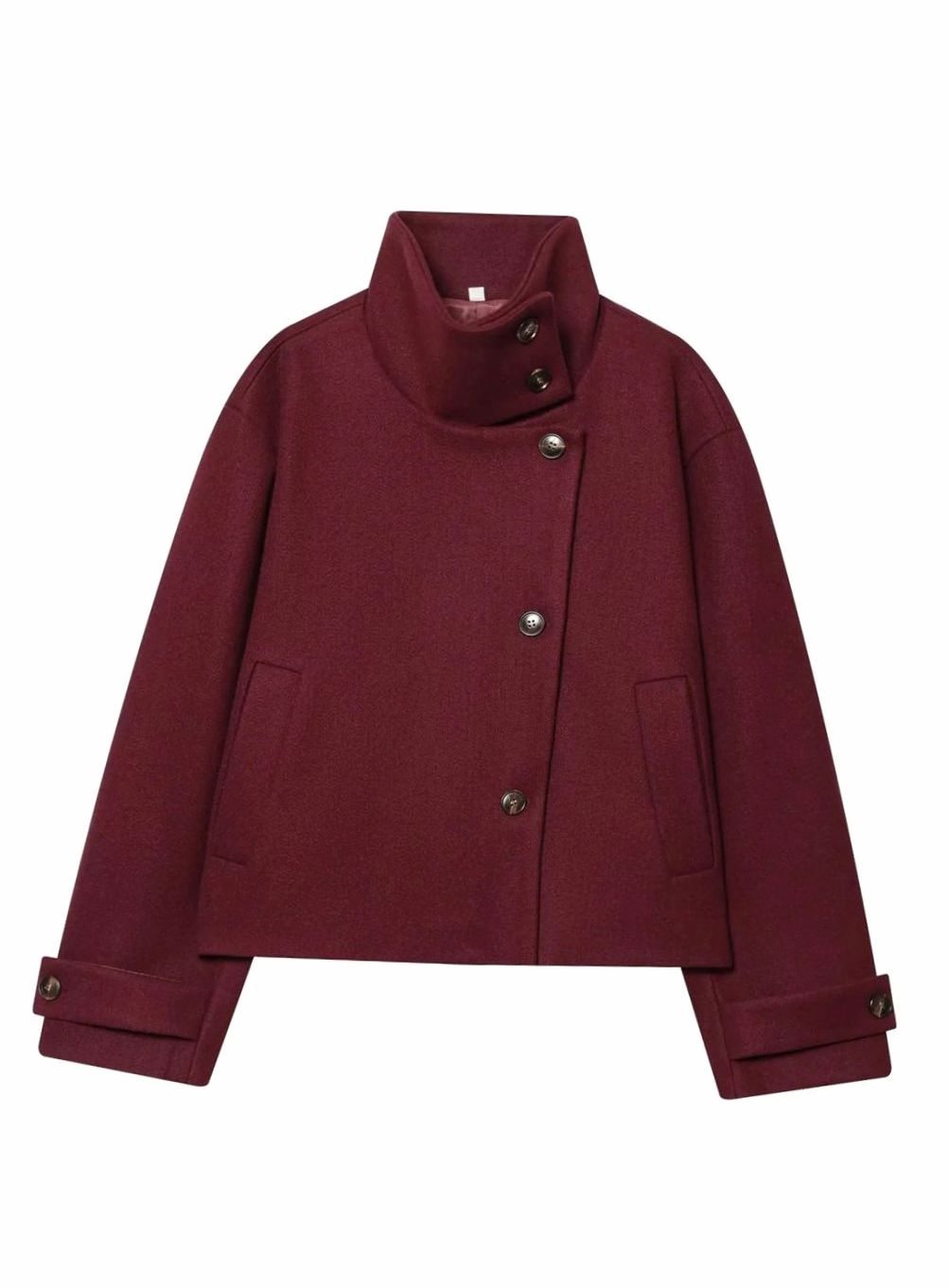 Women's Vintage Wool Blend Stand Collar Short Coat