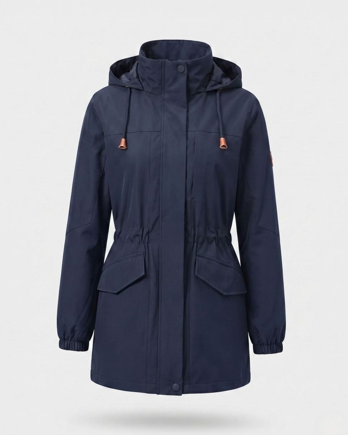 Women's Water-Repellent Hooded Longline Parka Drawstring Waist - Men's Dark Blue