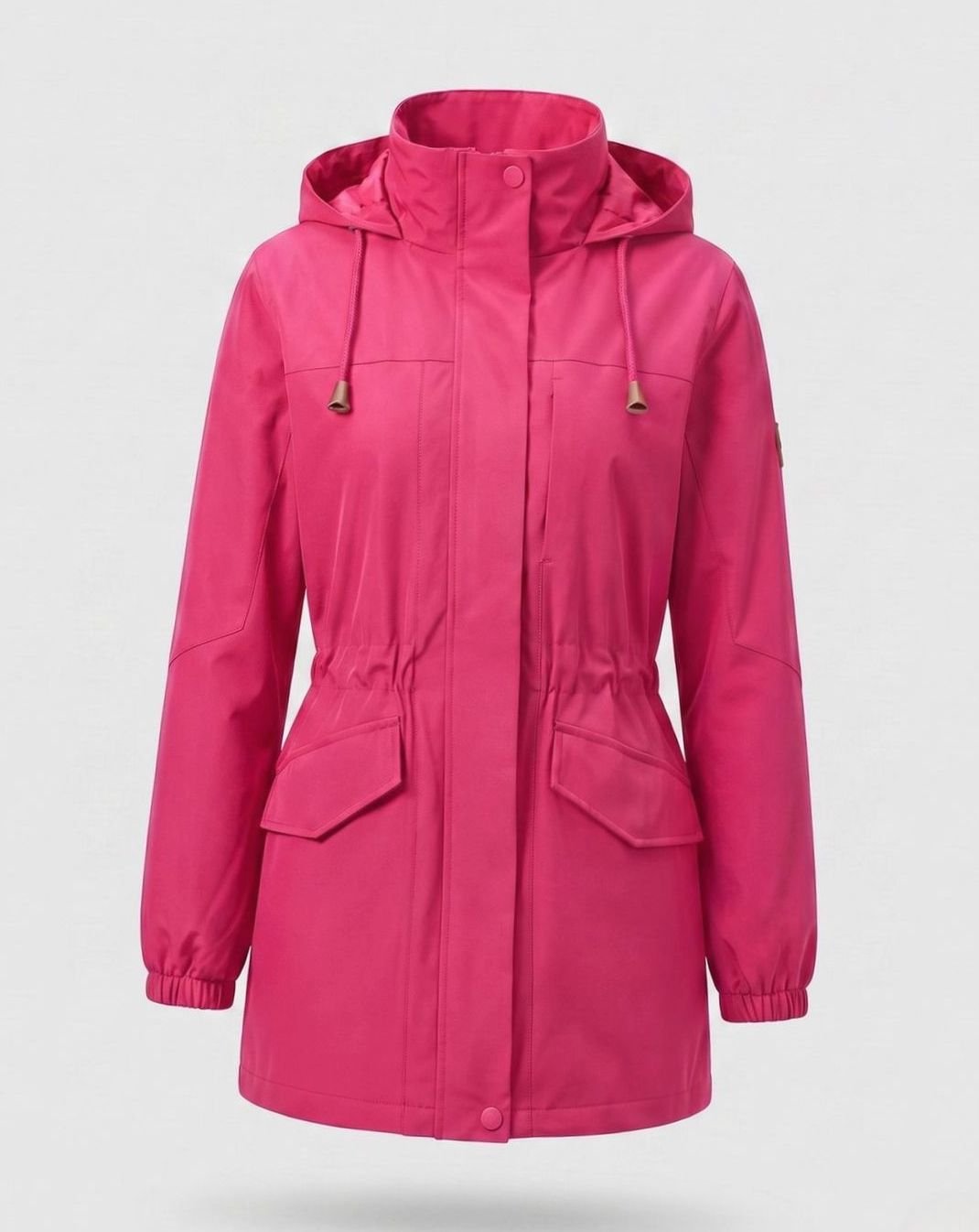 Women's Water-Repellent Hooded Longline Parka Drawstring Waist - Women's Magenta