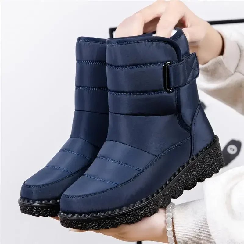 Women's Waterproof Boots Quilted Winter Ankle - Blue
