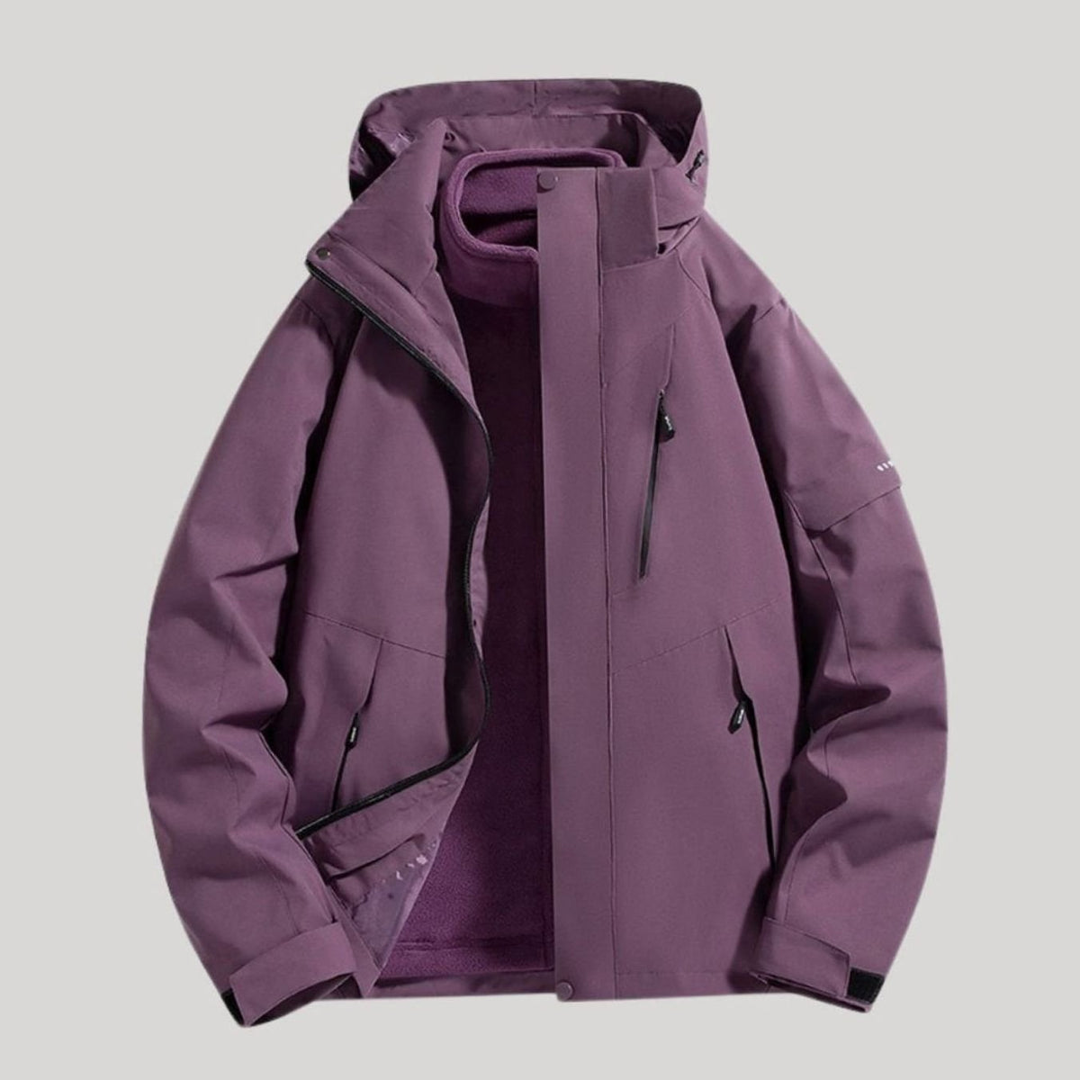 Women's Waterproof Hooded Relaxed-Fit Winter Jacket Fleece-Lined Collar - Purple