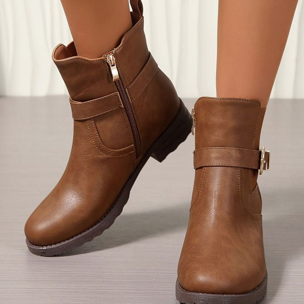 Women's Western-Buckle Block-Heel Chelsea Ankle Boots