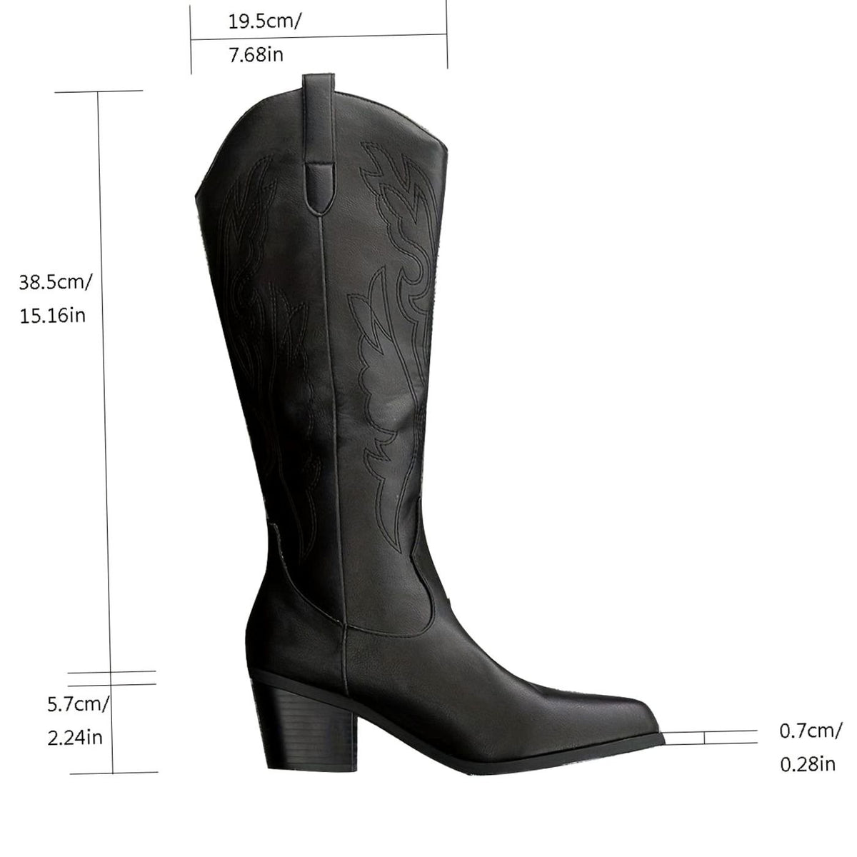 Women's Wide-Calf Knee-High Embroidered Western Cowboy Boots