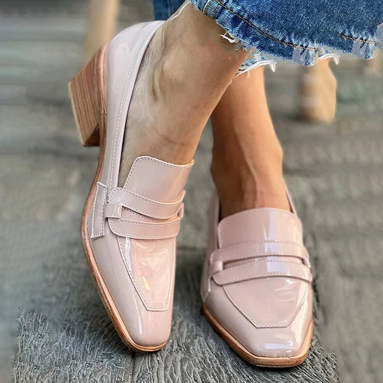 Women's Wide Heel Moccasins Glossy Finish - Pink